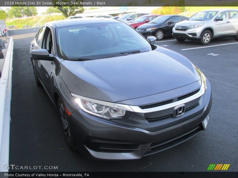 Modern Steel Metallic / Black 2018 Honda Civic EX Sedan