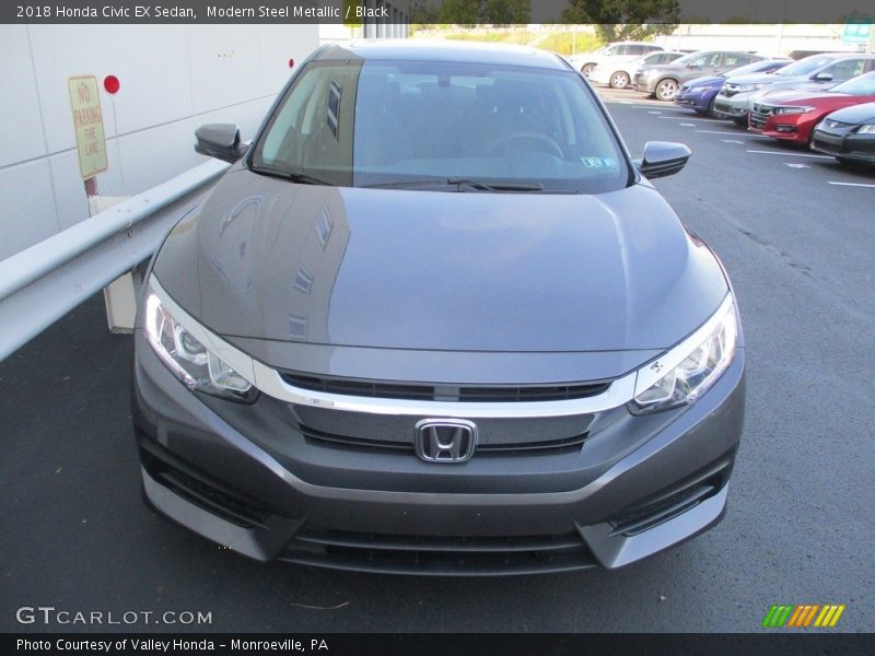 Modern Steel Metallic / Black 2018 Honda Civic EX Sedan