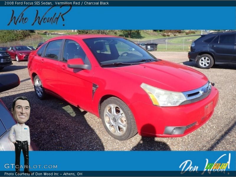 Vermillion Red / Charcoal Black 2008 Ford Focus SES Sedan