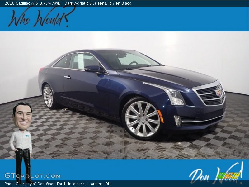 Dark Adriatic Blue Metallic / Jet Black 2018 Cadillac ATS Luxury AWD