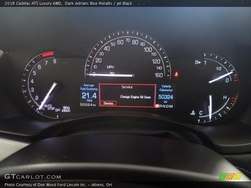 Dark Adriatic Blue Metallic / Jet Black 2018 Cadillac ATS Luxury AWD