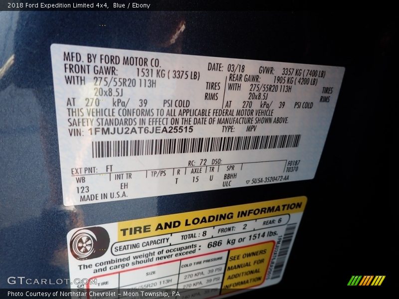 Blue / Ebony 2018 Ford Expedition Limited 4x4