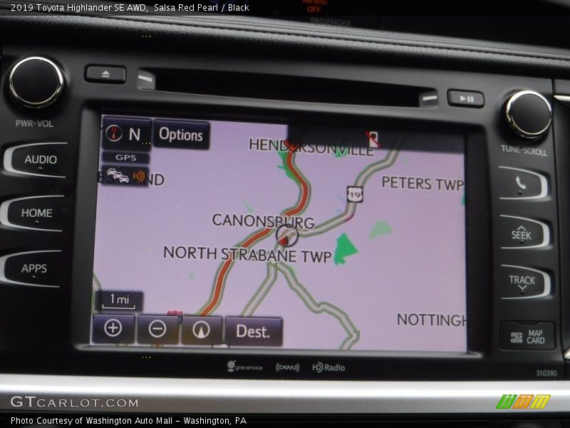 Salsa Red Pearl / Black 2019 Toyota Highlander SE AWD
