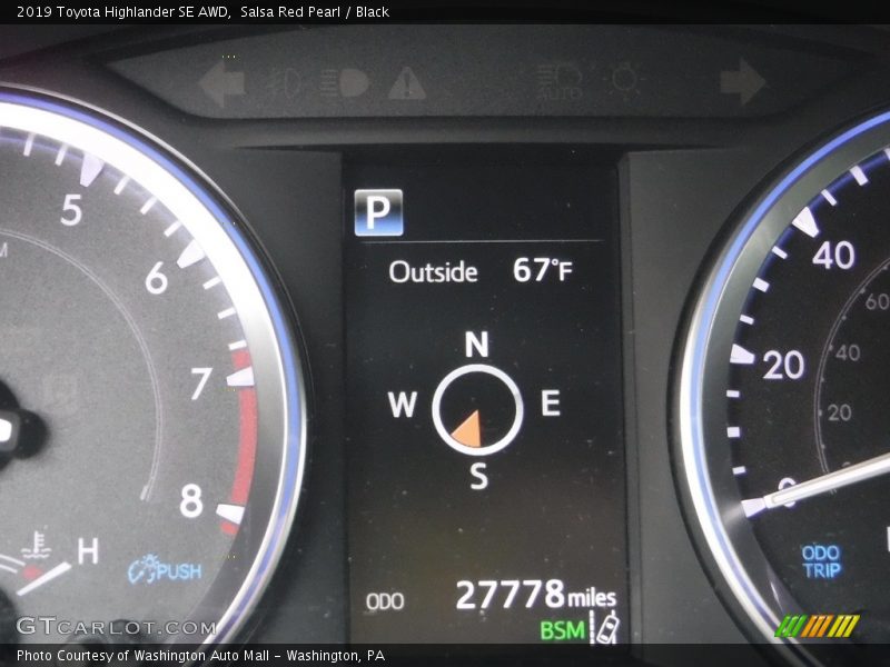 Salsa Red Pearl / Black 2019 Toyota Highlander SE AWD
