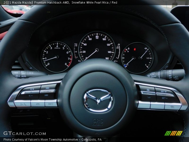 Snowflake White Pearl Mica / Red 2021 Mazda Mazda3 Premium Hatchback AWD