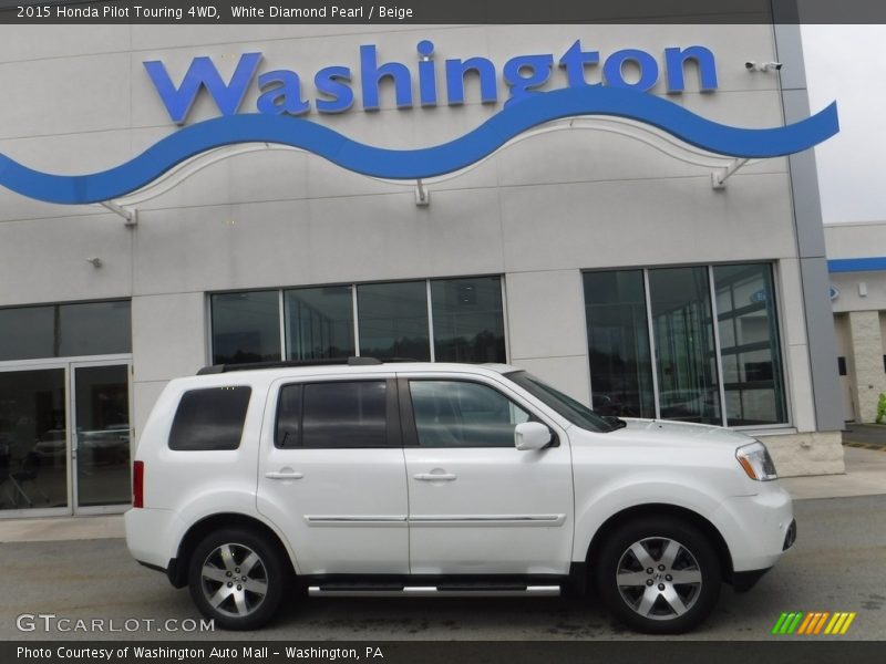 White Diamond Pearl / Beige 2015 Honda Pilot Touring 4WD