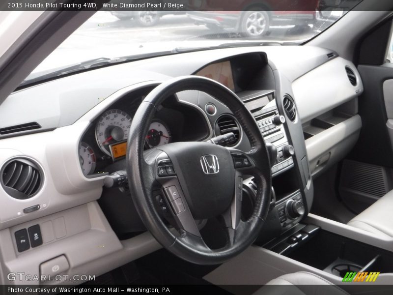 White Diamond Pearl / Beige 2015 Honda Pilot Touring 4WD