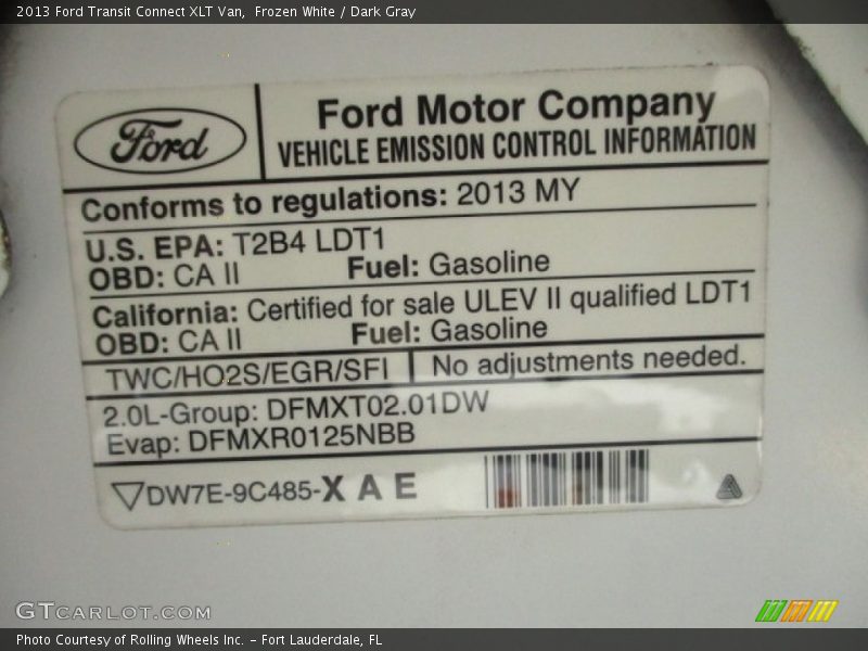 Frozen White / Dark Gray 2013 Ford Transit Connect XLT Van