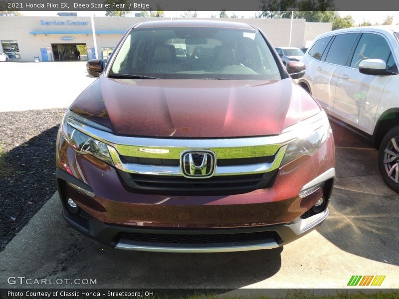 Deep Scarlet Pearl / Beige 2021 Honda Pilot EX