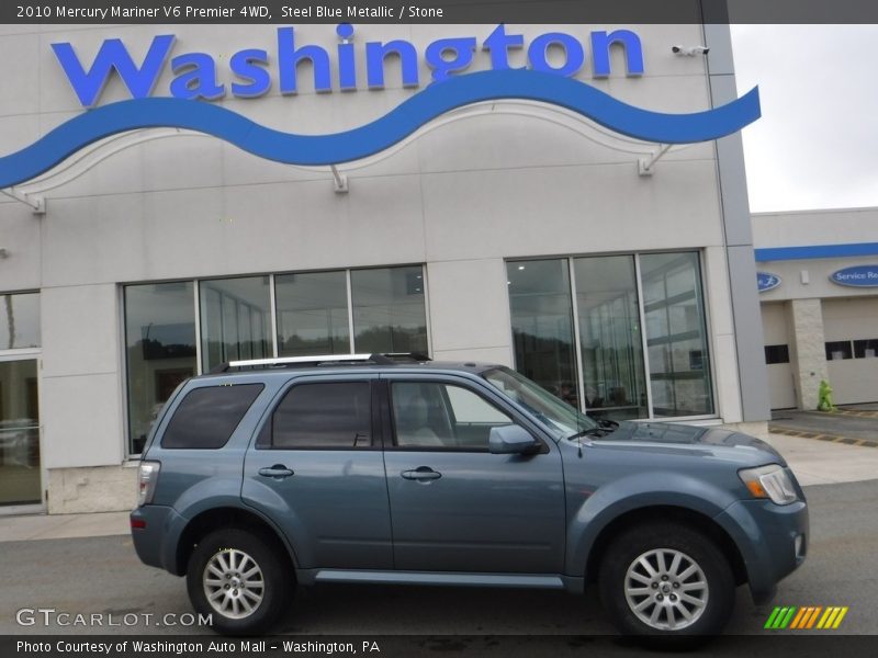 Steel Blue Metallic / Stone 2010 Mercury Mariner V6 Premier 4WD