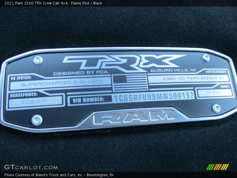Info Tag of 2021 1500 TRX Crew Cab 4x4