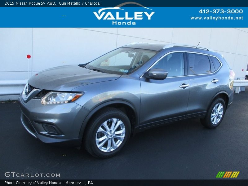 Gun Metallic / Charcoal 2015 Nissan Rogue SV AWD