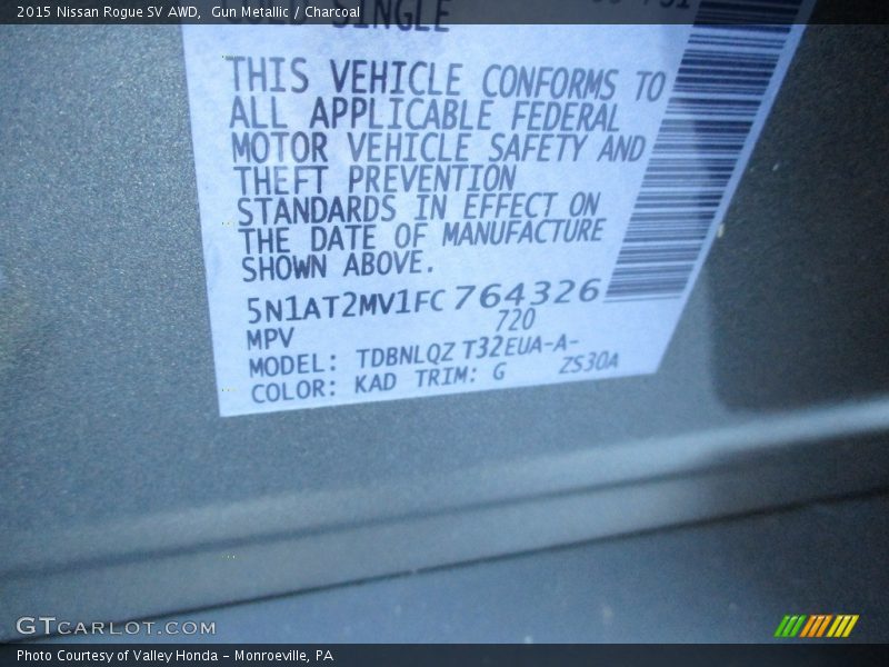 Gun Metallic / Charcoal 2015 Nissan Rogue SV AWD