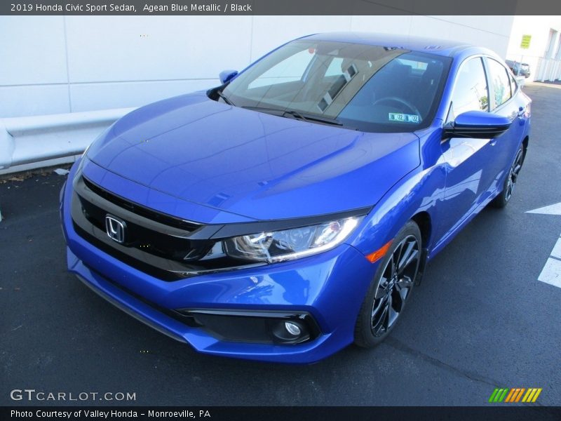 Agean Blue Metallic / Black 2019 Honda Civic Sport Sedan