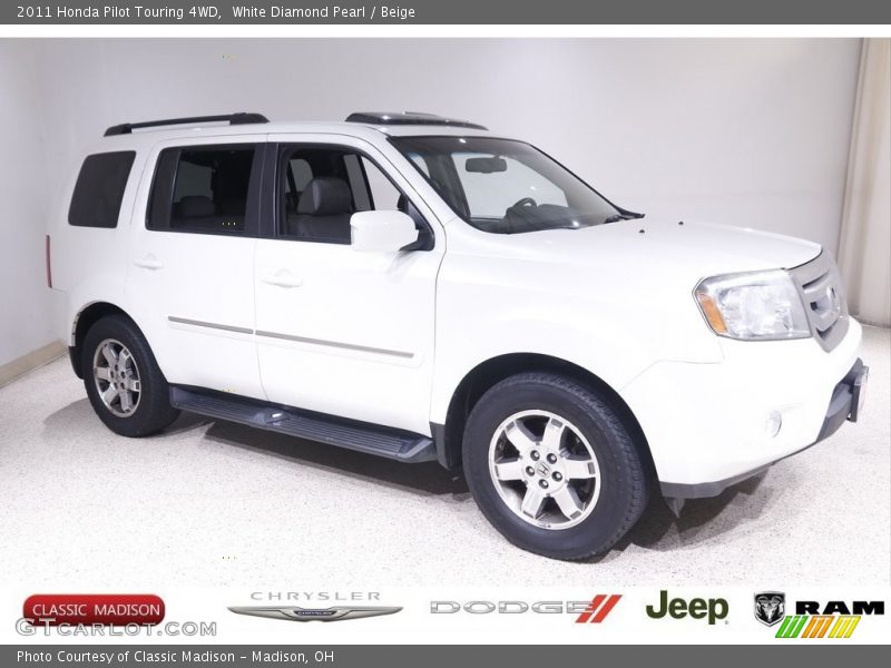 White Diamond Pearl / Beige 2011 Honda Pilot Touring 4WD