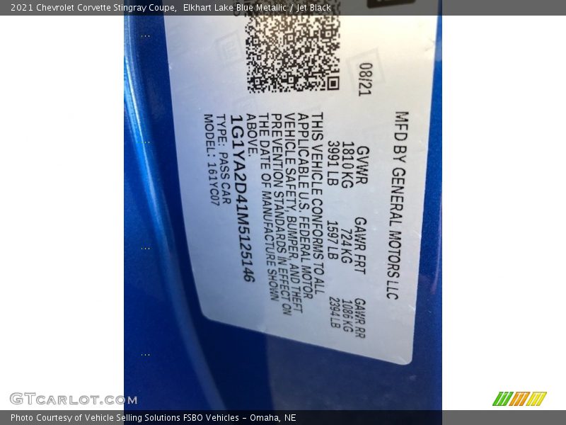 Elkhart Lake Blue Metallic / Jet Black 2021 Chevrolet Corvette Stingray Coupe