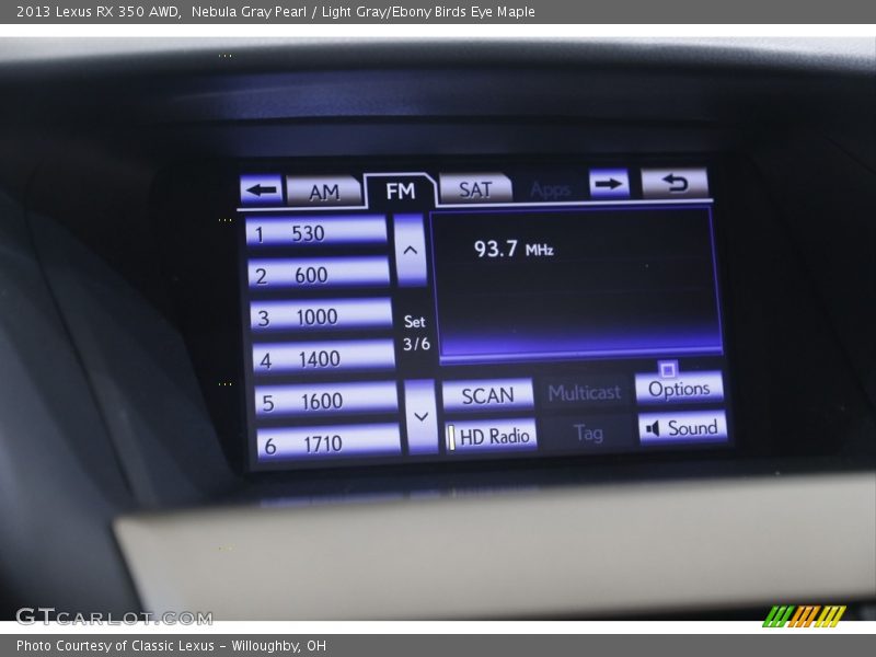 Nebula Gray Pearl / Light Gray/Ebony Birds Eye Maple 2013 Lexus RX 350 AWD