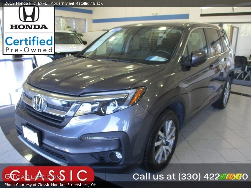 Modern Steel Metallic / Black 2019 Honda Pilot EX-L