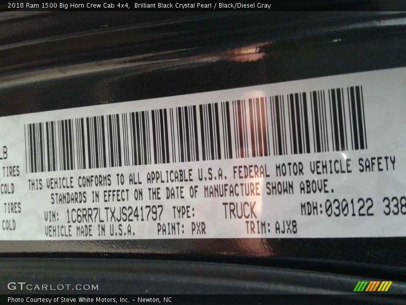 Brilliant Black Crystal Pearl / Black/Diesel Gray 2018 Ram 1500 Big Horn Crew Cab 4x4