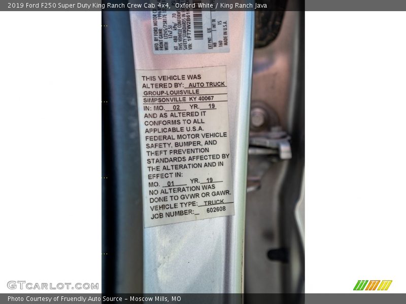 Oxford White / King Ranch Java 2019 Ford F250 Super Duty King Ranch Crew Cab 4x4