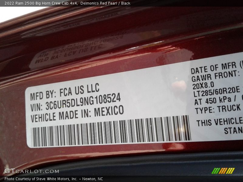 Delmonico Red Pearl / Black 2022 Ram 2500 Big Horn Crew Cab 4x4