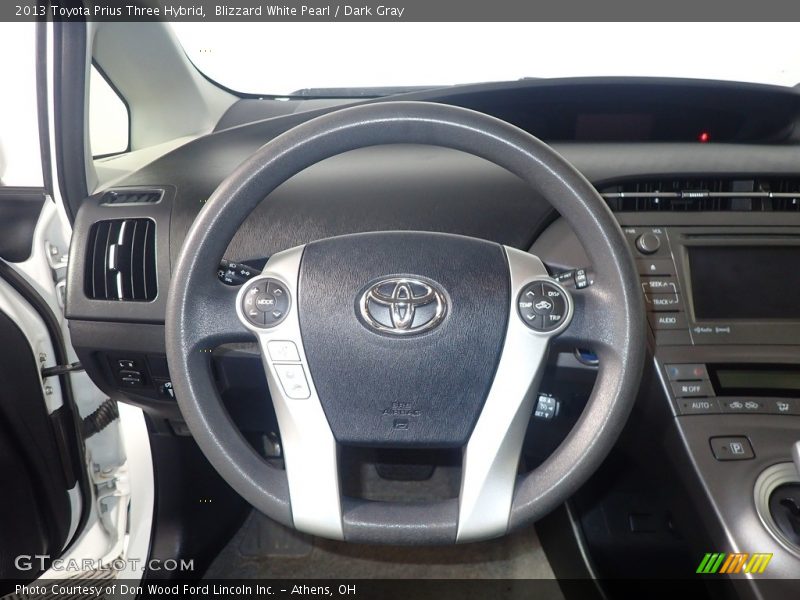 Blizzard White Pearl / Dark Gray 2013 Toyota Prius Three Hybrid