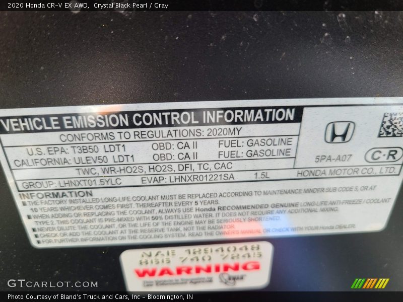 Crystal Black Pearl / Gray 2020 Honda CR-V EX AWD