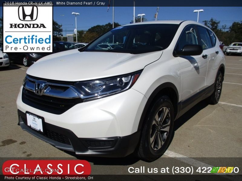 White Diamond Pearl / Gray 2018 Honda CR-V LX AWD