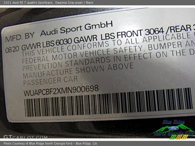 Daytona Gray pearl / Black 2021 Audi RS 7 quattro Sportback