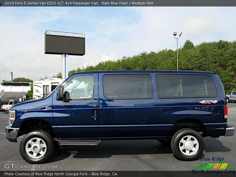 Dark Blue Pearl / Medium Flint 2014 Ford E-Series Van E350 XLT 4x4 Passenger Van