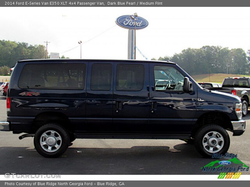 Dark Blue Pearl / Medium Flint 2014 Ford E-Series Van E350 XLT 4x4 Passenger Van