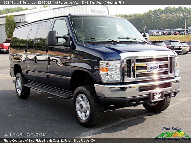 Dark Blue Pearl / Medium Flint 2014 Ford E-Series Van E350 XLT 4x4 Passenger Van