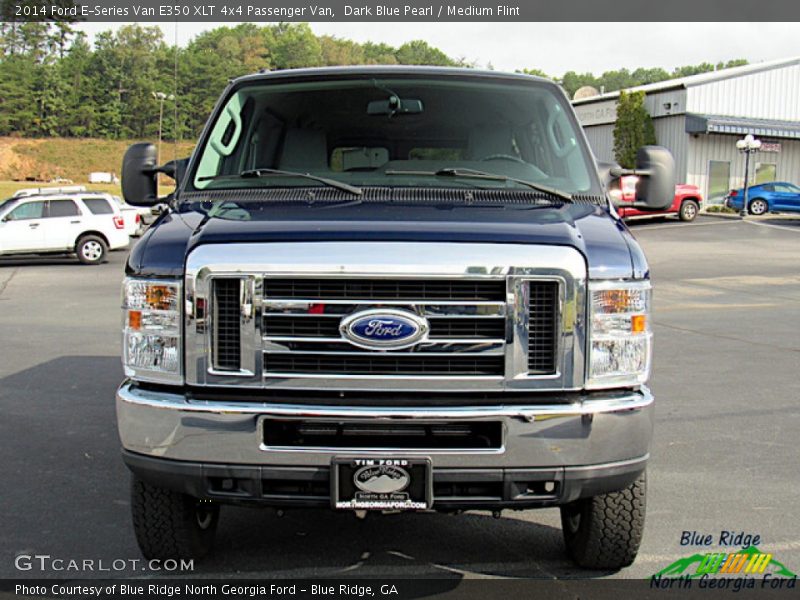 Dark Blue Pearl / Medium Flint 2014 Ford E-Series Van E350 XLT 4x4 Passenger Van