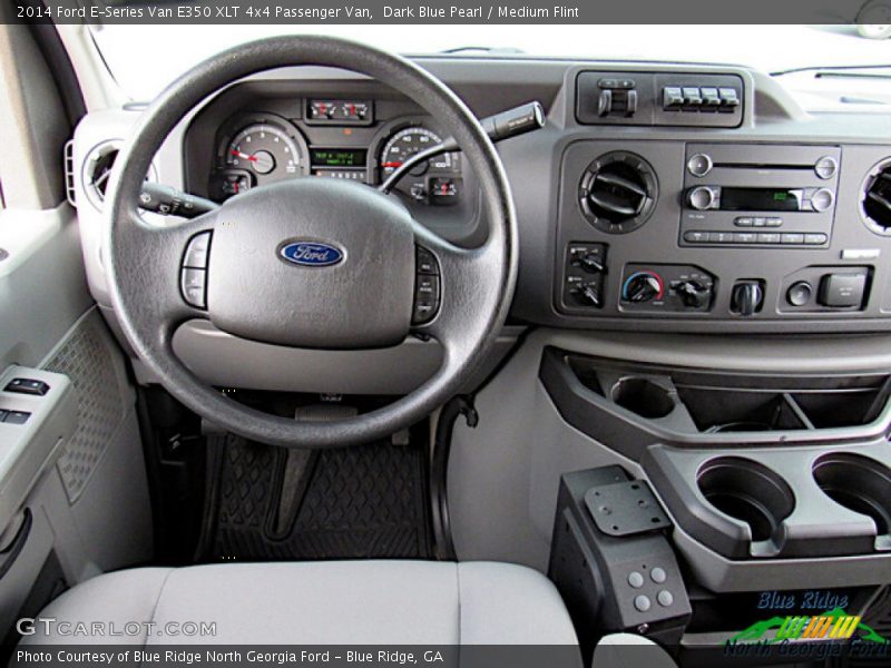 Dark Blue Pearl / Medium Flint 2014 Ford E-Series Van E350 XLT 4x4 Passenger Van