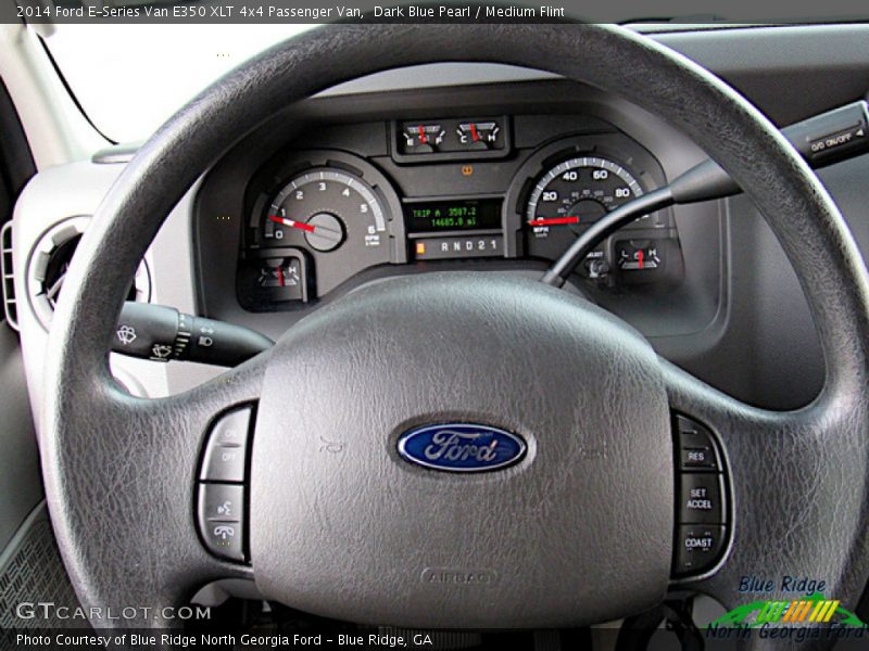 Dark Blue Pearl / Medium Flint 2014 Ford E-Series Van E350 XLT 4x4 Passenger Van