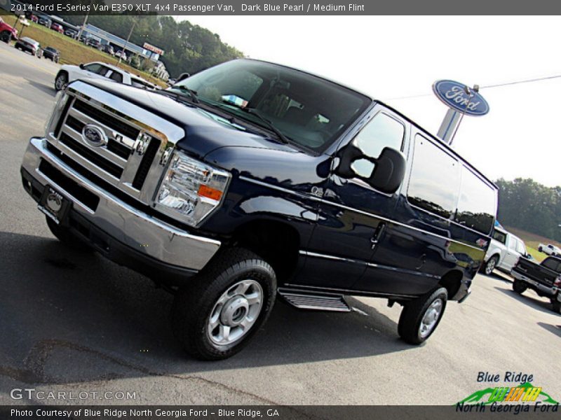 Dark Blue Pearl / Medium Flint 2014 Ford E-Series Van E350 XLT 4x4 Passenger Van