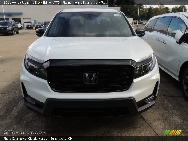 Platinum White Pearl / Black/Red 2021 Honda Ridgeline Black Edition AWD