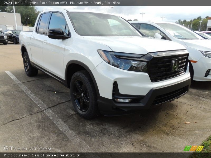 Platinum White Pearl / Black/Red 2021 Honda Ridgeline Black Edition AWD