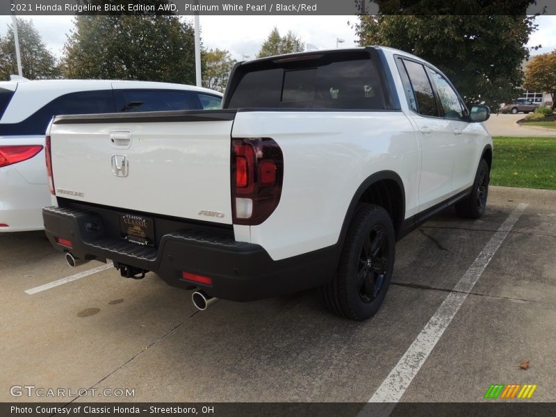 Platinum White Pearl / Black/Red 2021 Honda Ridgeline Black Edition AWD