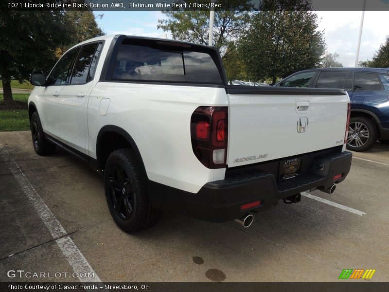 Platinum White Pearl / Black/Red 2021 Honda Ridgeline Black Edition AWD