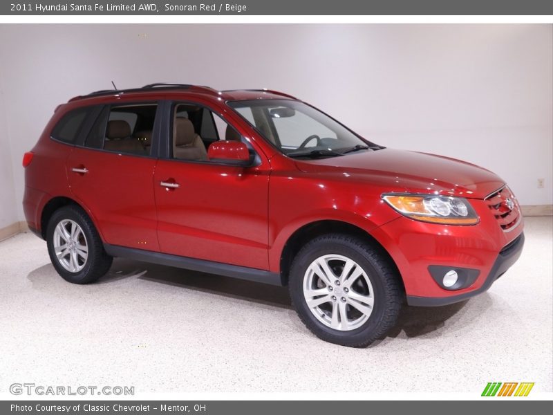 Sonoran Red / Beige 2011 Hyundai Santa Fe Limited AWD