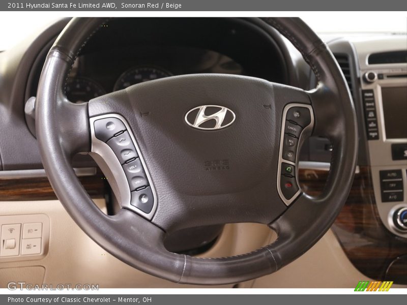 Sonoran Red / Beige 2011 Hyundai Santa Fe Limited AWD
