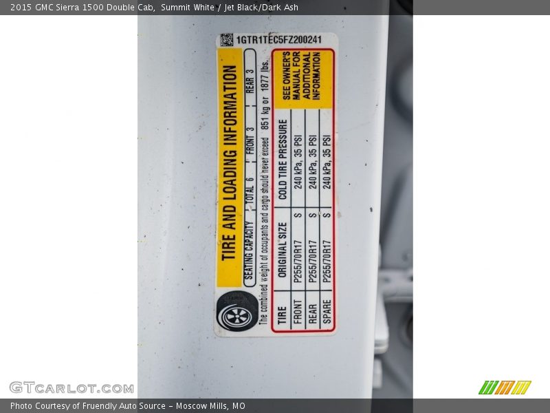 Summit White / Jet Black/Dark Ash 2015 GMC Sierra 1500 Double Cab