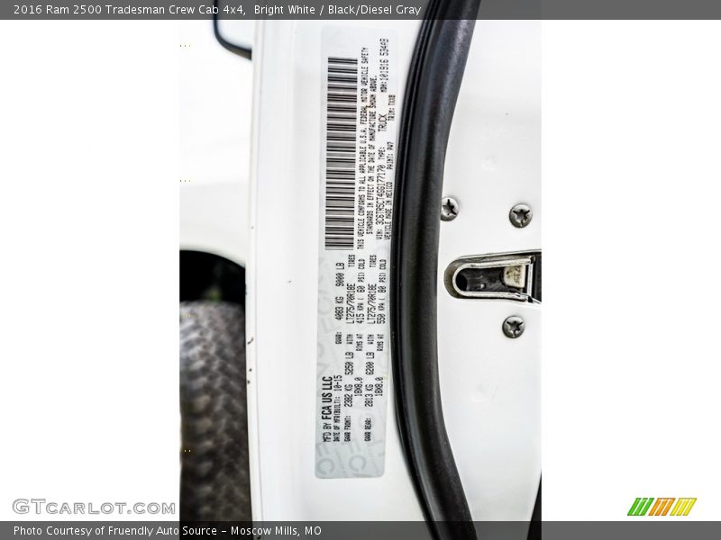 Bright White / Black/Diesel Gray 2016 Ram 2500 Tradesman Crew Cab 4x4
