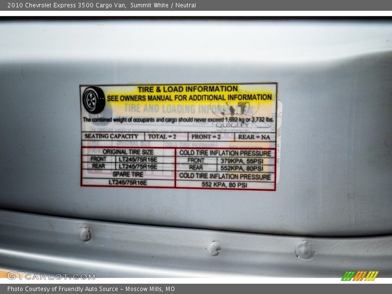 Summit White / Neutral 2010 Chevrolet Express 3500 Cargo Van