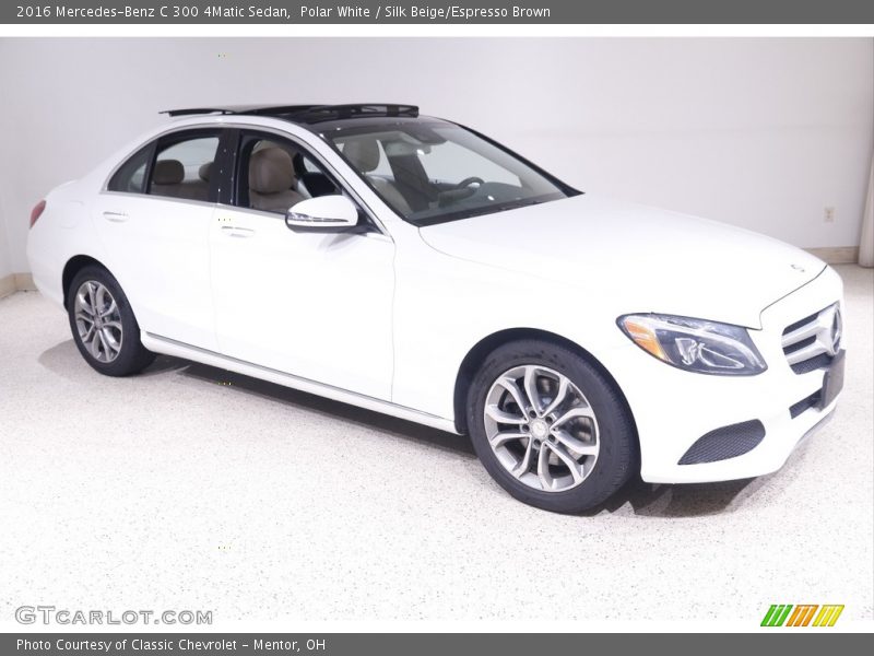 Polar White / Silk Beige/Espresso Brown 2016 Mercedes-Benz C 300 4Matic Sedan