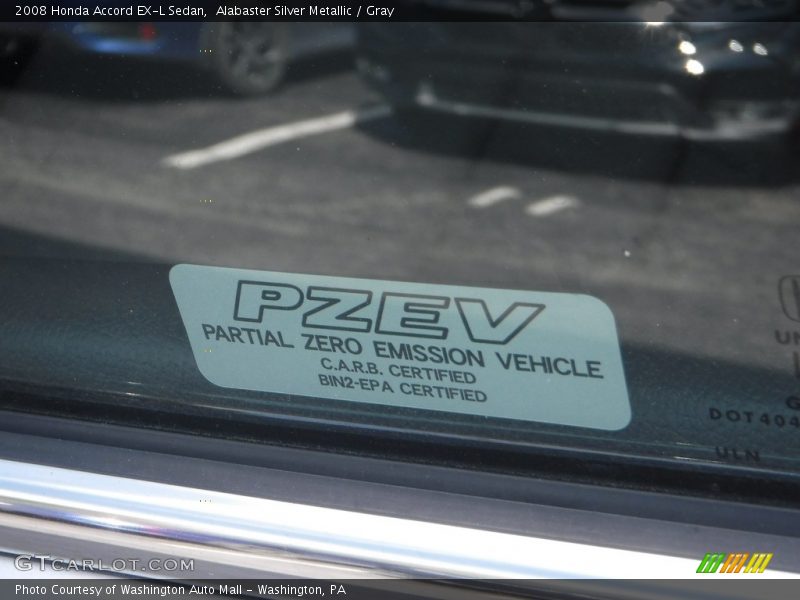 Alabaster Silver Metallic / Gray 2008 Honda Accord EX-L Sedan