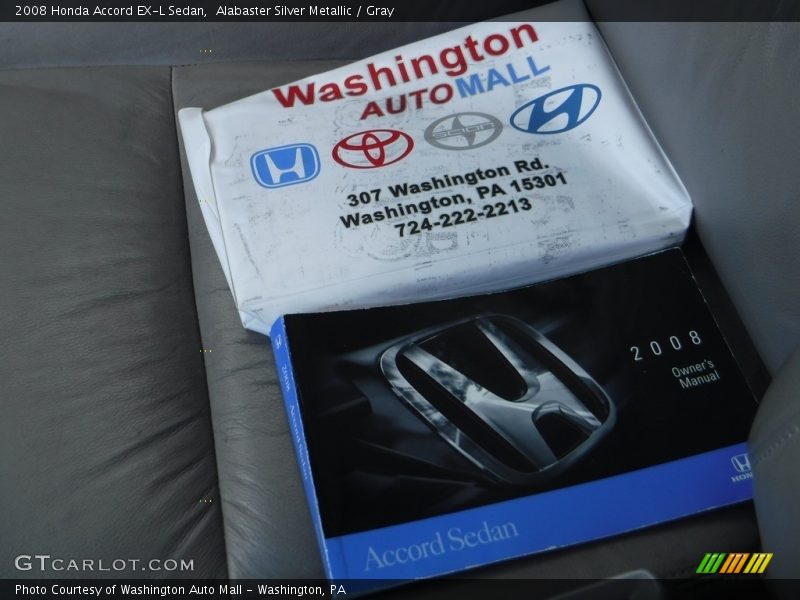 Alabaster Silver Metallic / Gray 2008 Honda Accord EX-L Sedan