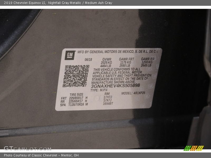 Nightfall Gray Metallic / Medium Ash Gray 2019 Chevrolet Equinox LS