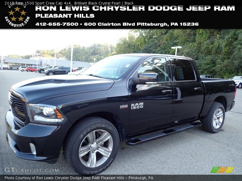 Brilliant Black Crystal Pearl / Black 2018 Ram 1500 Sport Crew Cab 4x4